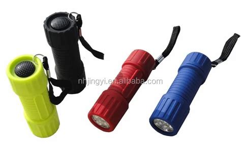 Assorted Colors Super Bright 9 Led Mini Aluminum Flashlight With