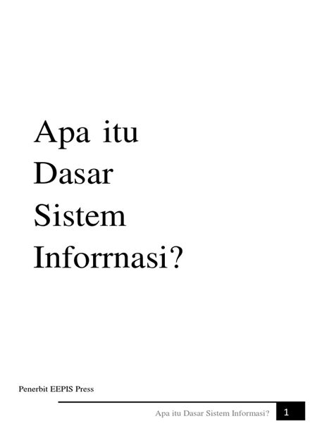 Apa Itu Dasar Sistem Informasi Pdf