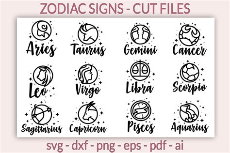 Png Eps Zodiac Cut Files For Silhouette Zodiac Signs Svg Bundle