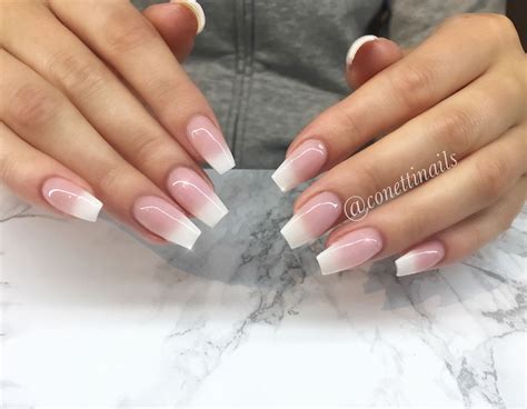 Coffin Shape Faded French Nails French Nails Gold Nails Classy Nail