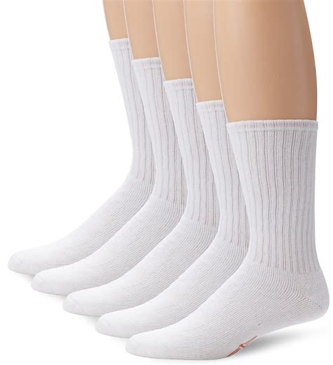 5 Pairs Dockers Mens Crew Socks Men White Sock Size Cotton Winter