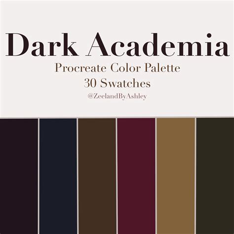 Dark Academia Inspired Procreate Color Palette 30 Swatches Etsy