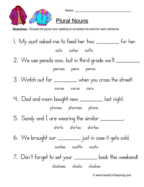 Plural Nouns Worksheet 2