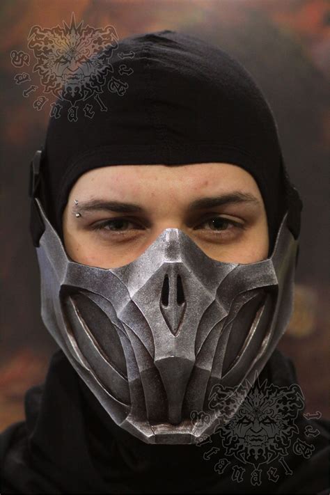 Two layers of soft 95% polyester / 5% spandex fabric with sublimation print on the outside layer. Scorpion Mask Metal finish Mortal Kombat 11 in 2020 | Mask ...