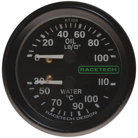 Buy Racetech Mechanical Oil Pressurewater Temperature Gauge 100 Psi