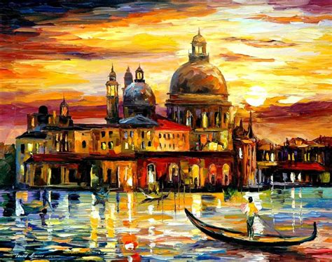 The Golden Skies Of Venice — Palette Knife Oil Painting On Canvas By