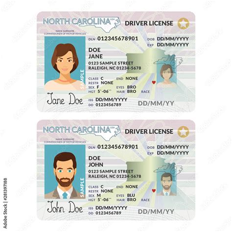 Vector Template Of Sample Driver License Plastic Card For Usa North