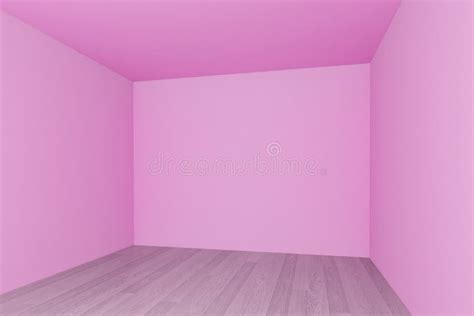 Empty Room Pink Wall With Wood Floor Stock Illustration Illustration