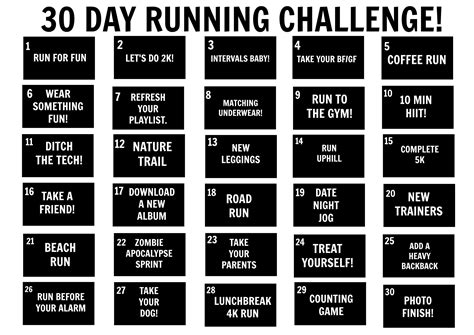 New 30day Challenge Take On My 30 Day Running Challenge Just Print