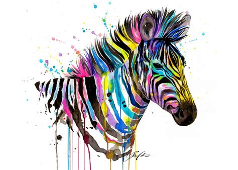 Rainbow Zebra Poster By Pixie Cold Displate Zebra Artwork Zebra