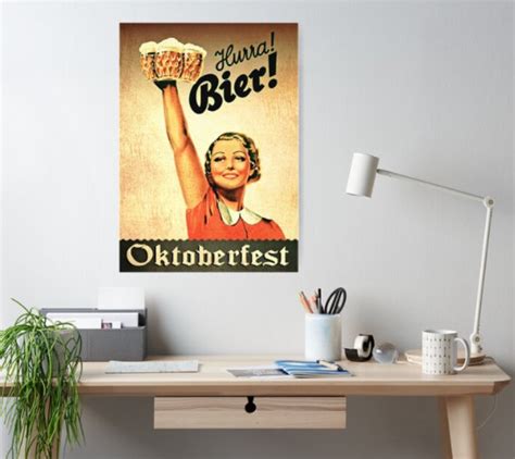 Vintage 1930s Oktoberfest Hurra Bier Poster Etsy