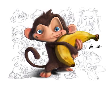 Sweet Monkey Character Monkey Character Animal Cartoon