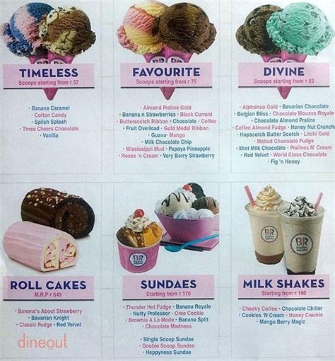 Menu Of Baskin Robbins Vastrapur Ahmedabad Dineout Discovery