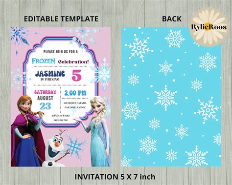 Frozen Birthday Invitation Elsa And Anna Editable Invite Etsy
