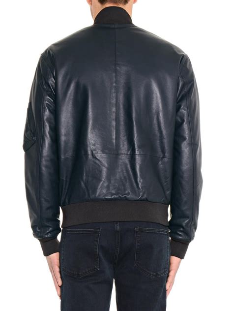 Lyst Mcq Leather Bomber Jacket In Blue For Men