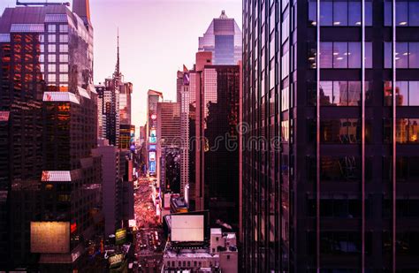 Times Square At Evening Midtown Manhattan New York Usa Editorial