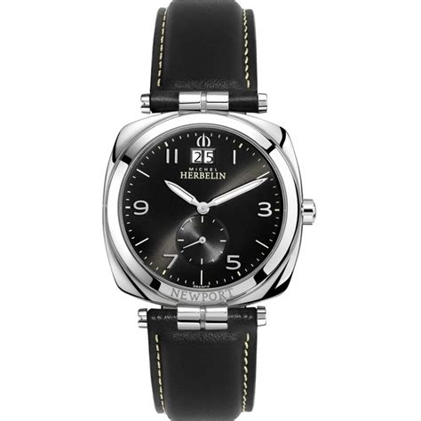 gents newport black dial black leather strap quartz watch watches from dipples uk