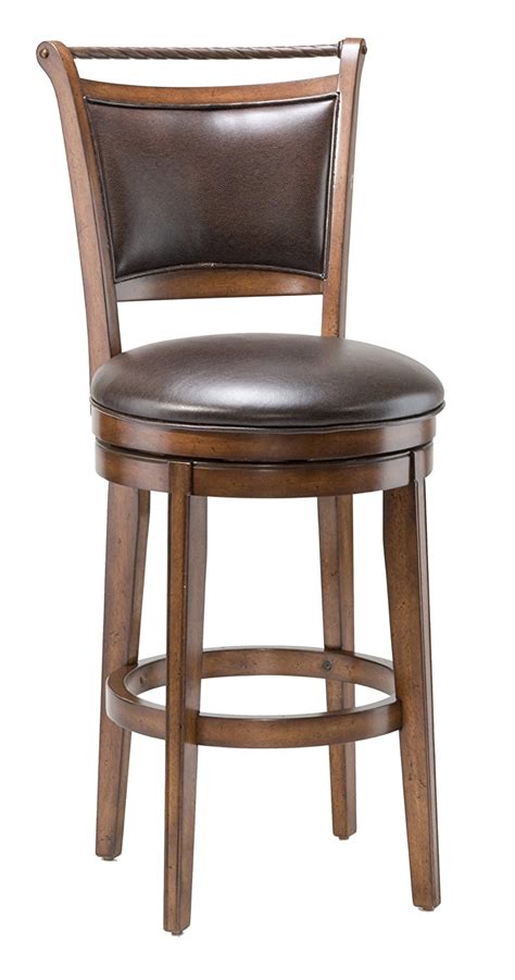 Based on the furniture and space in your office or home, pick a bar stool that's the right size for your room. Furniture: Brown Leather Upholstered Swivel Bar Stools With Back And Wood Frame For Awesome ...