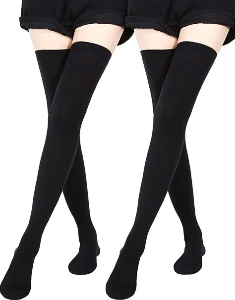 Satinior Extra Long Socks Thigh High Cotton Socks Extra Long Knee Boot Stockings For