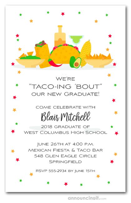 The other night i had to feed about 50 people. Taco Bar Mexican Fiesta Graduation Party Invitations