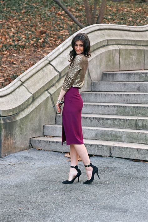 Sparkly Top Midi Skirt And Ankle Strap Heels My Style