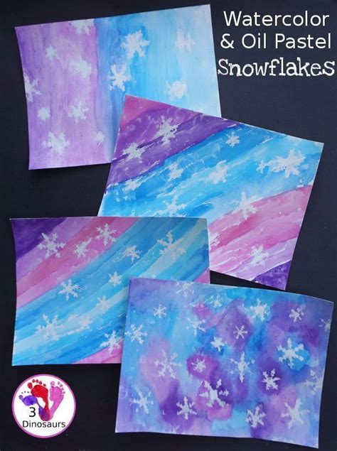 Watercolor And Oil Pastel Snowflakes Painting Easy Snowflake Painting