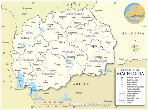 Administrative Map Of Macedonia Nations Online Project