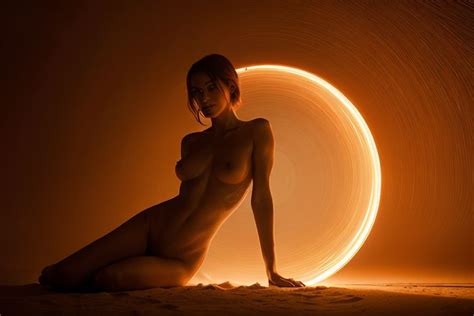 Artistic Nude With Circular Lights California Boobies