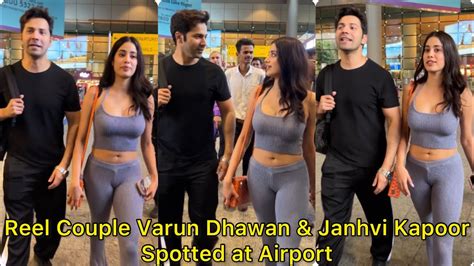 Bollywood Reel Couple Varun Dhawan And Janhvi Kapoor Together Gets Spotted At Airport Youtube