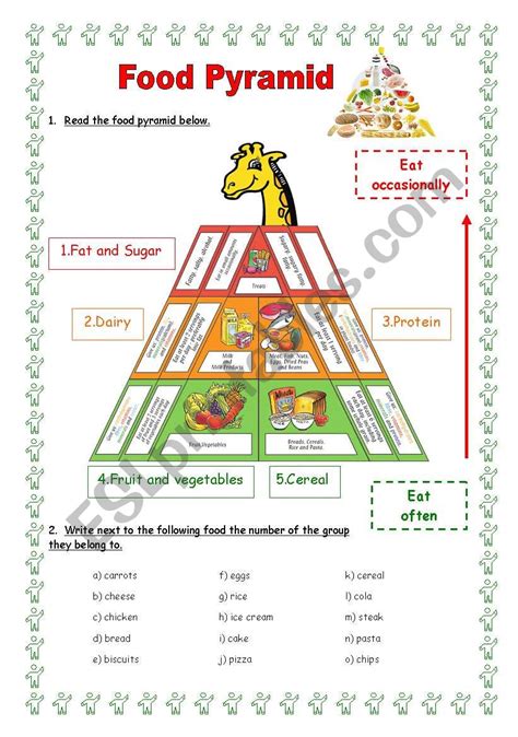 Food Pyramid Worksheet Grade