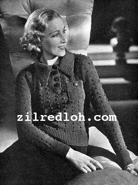 The Vintage Pattern Files 1930s Knitting Bobble Stitch Jumper