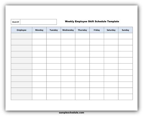 Weekly Employee Shift Schedule Template Ms Excel Templates