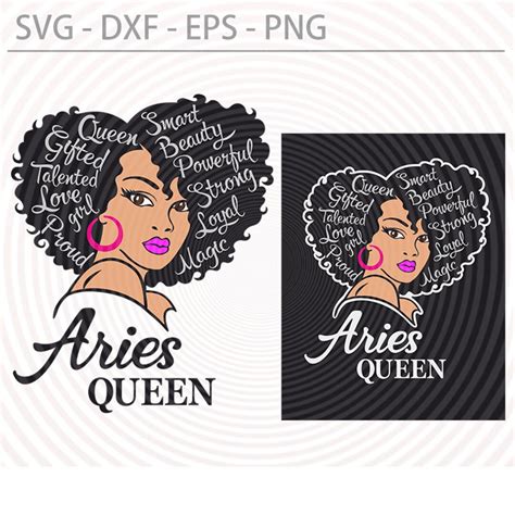 Aries Afro Queen Zodiac Svg Black Girl Lady Woman Diva Etsy