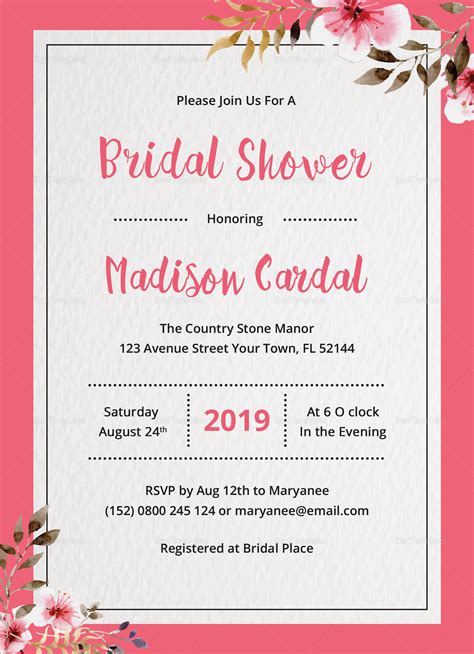 Free Bridal Shower Templates For Microsoft Word