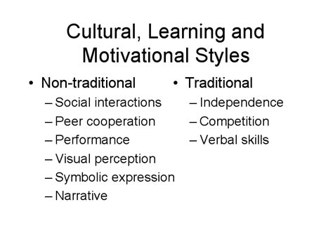 Cultural Learning And Motivational Styles