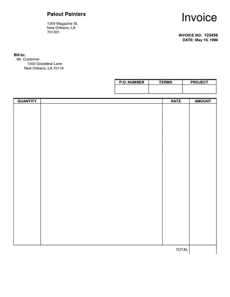 Printable Blank Basic Invoice