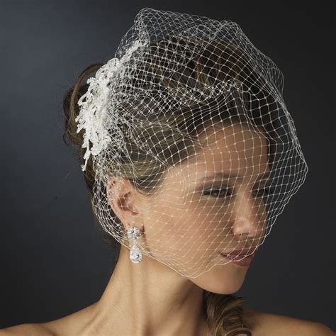 Birdcage Bridal Veil With Lace And Rhinestone Clip Lace Hair Clip