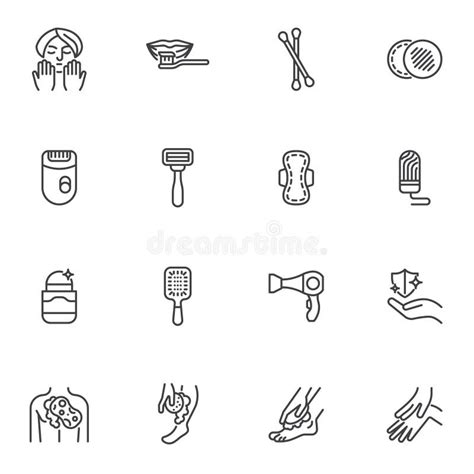 Personal Care Products Icons Set Line Stock Illustrations 40 Personal