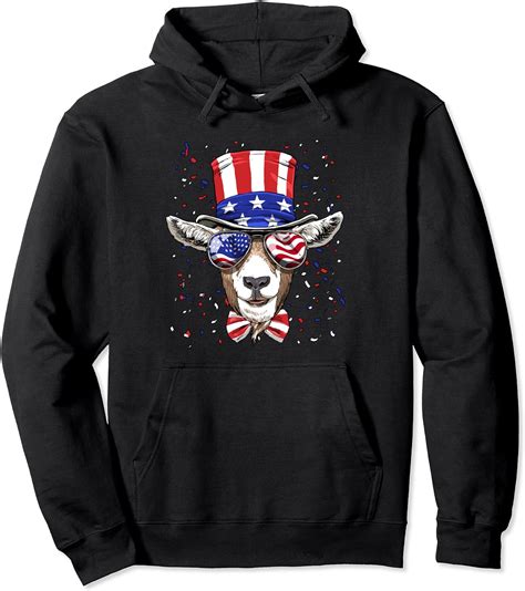 Goat 4th Of July American Goat Usa Flag Pullover Hoodie Uk Fashion