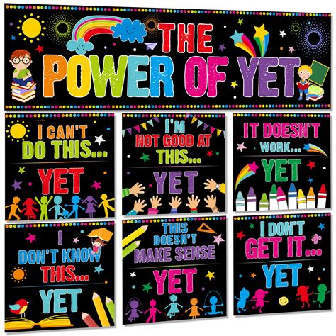 Buy Growth Mindset Classroom Decorations Banner S For Teachers The Power Of Yet Bulletin Board