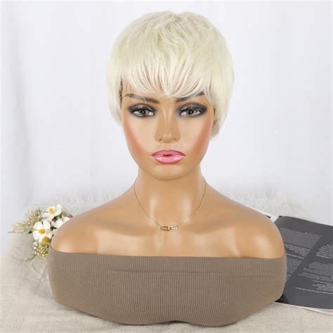 Pixie Cut Wig For Black Women Blonde 613 Short Wig With Bangs China