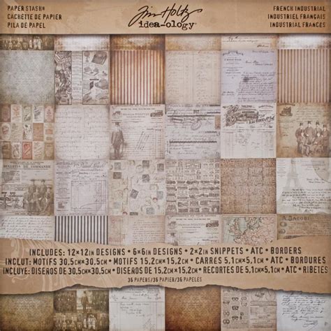 Tim Holtz Idealogy Paper Pad French Industrial 12 By 12 Inch 36