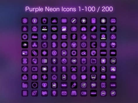 The Purple Neon Icons Are Displayed In This Image And It Looks Like