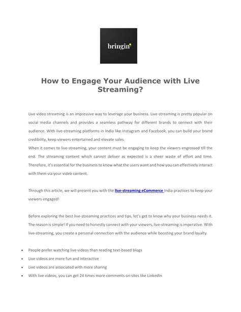 Ppt How To Engage Your Audience With Live Streaming Powerpoint