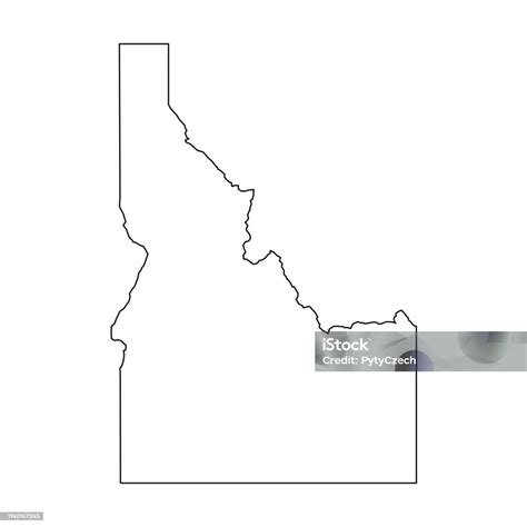Idaho State Of Usa Solid Black Outline Map Of Country Area Simple Flat