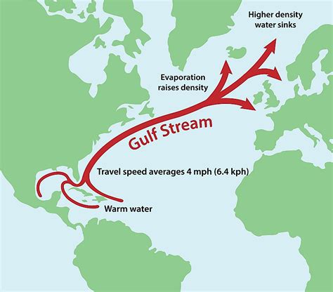 Gulf Stream Chart Warm Surface And Cold Subsurface Flow In The Atlantic