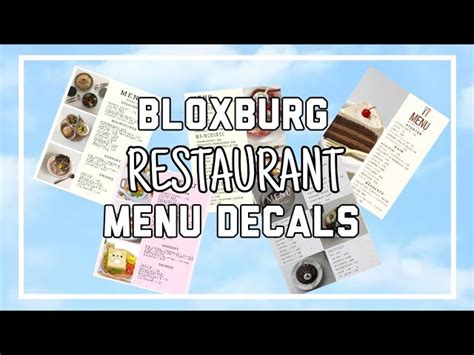 Bloxburg Menu Decals Welcome To Bloxburg Cafe Picture Id S