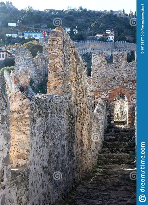 Ancient Bedesten Alanya Fortress Wall Path Stock Photo Image Of