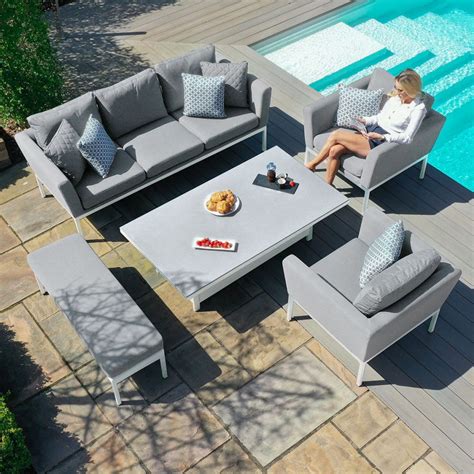 Maze Outdoor Fabric Pulse 3 Seater Sofa Set With Rising Table