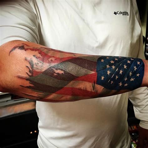 Ripped American Flag Tattoo Sleeve